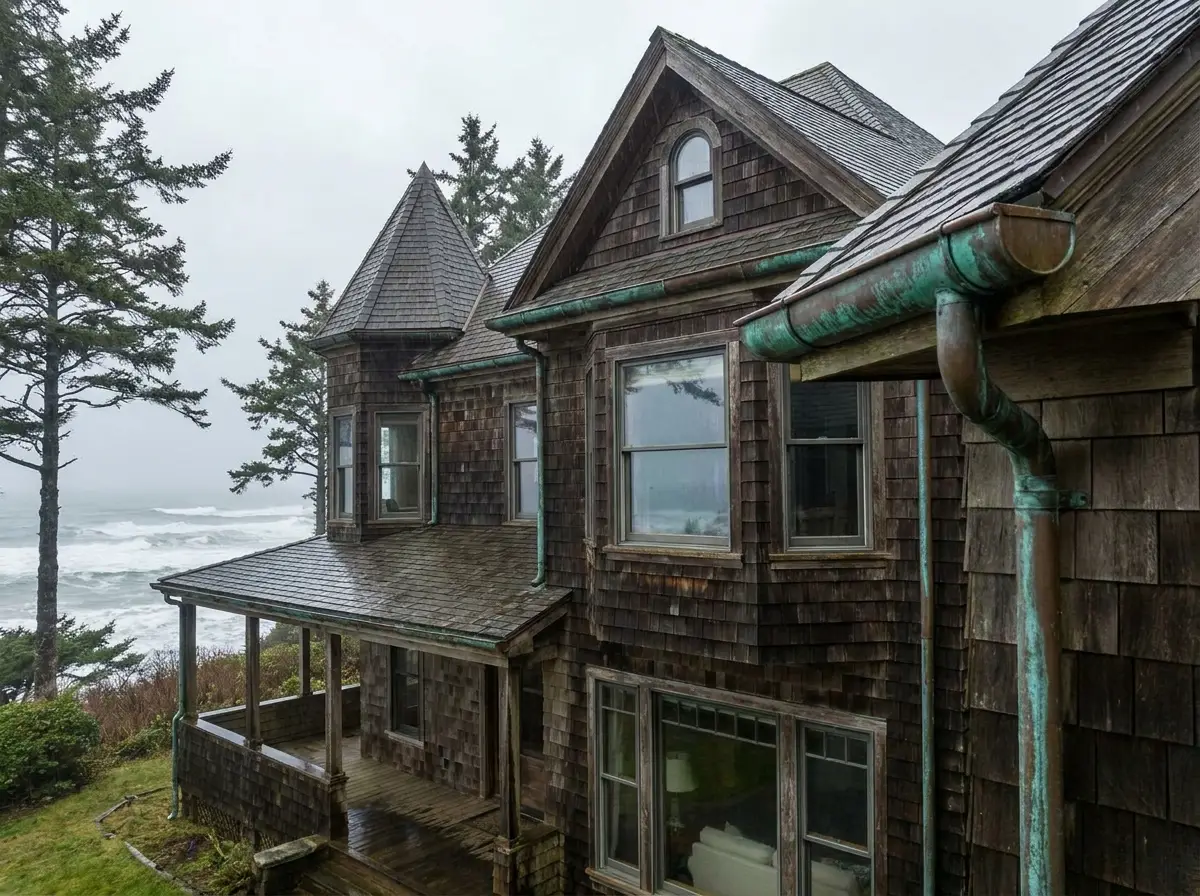 Copper half-round gutters on a classic home